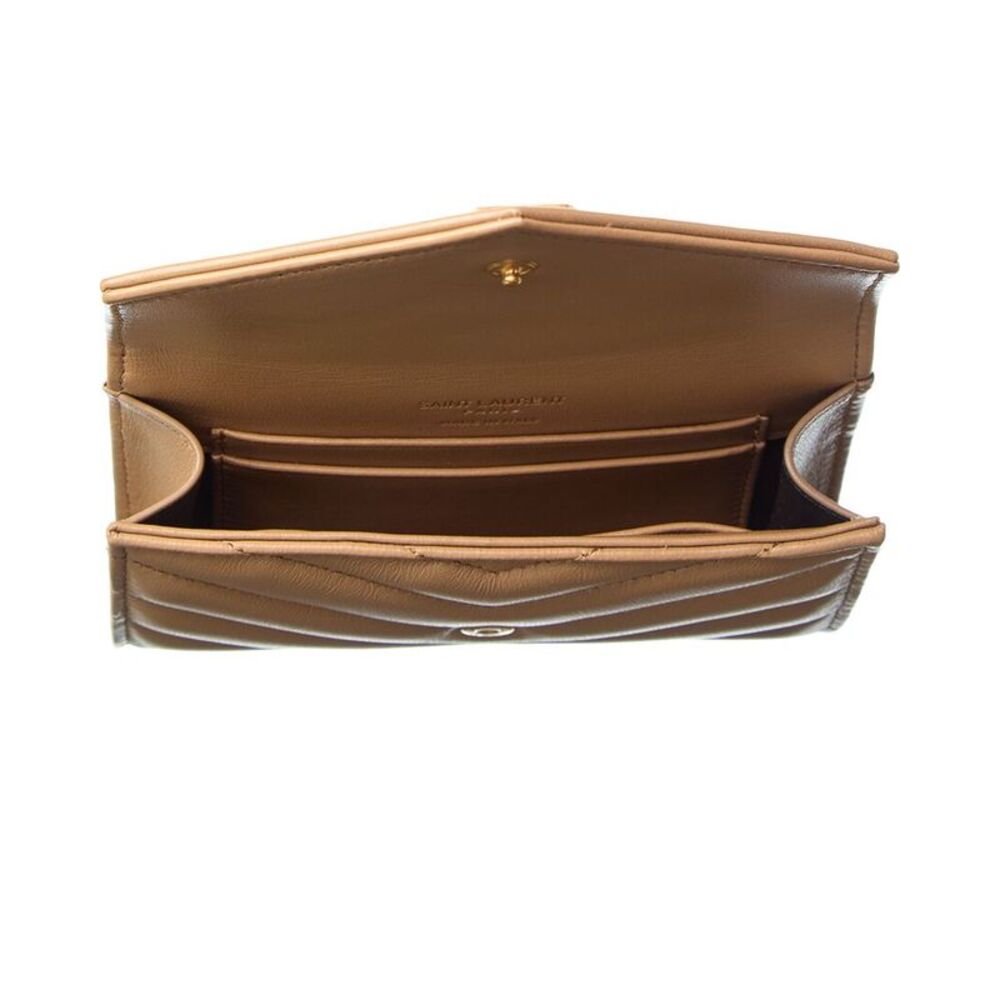 Saint Laurent Small Matelasse Leather Envelope Wallet, Brown - Picture 3 of 5
